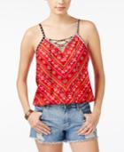 American Rag Printed Lace-up Blouson Cami Top, Only At Macy's