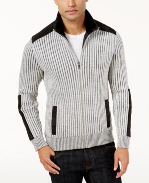 Inc International Concepts Men's Mixed Media Sweater-jacket, Created For Macy's