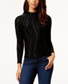 Bar Iii Mock-neck Burnout-print Top, Created For Macy's