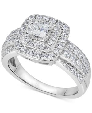 Diamond Princess Cluster Engagement Ring (1 Ct. T.w.) In 14k White Gold
