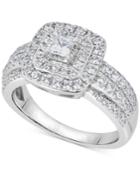 Diamond Princess Cluster Engagement Ring (1 Ct. T.w.) In 14k White Gold