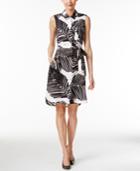 Calvin Klein Palm-print Sleeveless Shirtdress