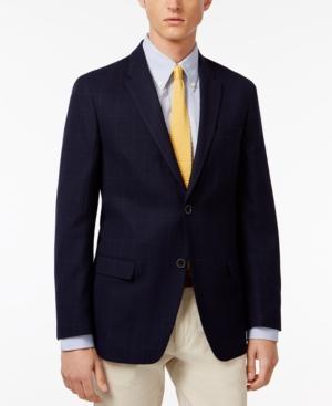 Tommy Hilfiger Men's Slim-fit Navy Windowpane Sport Coat