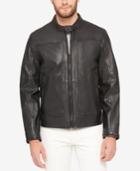 Marc New York Men's Snap-collar Perforated Leather Moto Jacket