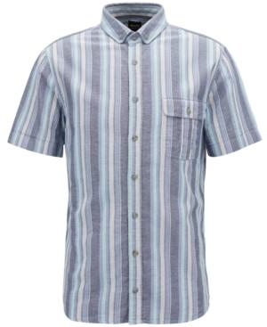 Boss Men's Slim-fit Striped Cotton Sport Shirt