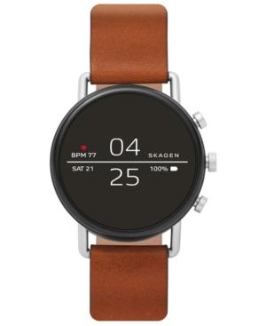 Skagen Men's Falster 2 Brown Leather Strap Touchscreen Smart Watch 40mm