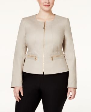 Calvin Klein Plus Size Zip-front Collarless Jacket