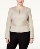 Calvin Klein Plus Size Zip-front Collarless Jacket