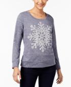 Style & Co Embellished Snowflake Sweatshirt, Created For Macy's