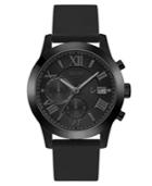 Guess Men's Chronograph Black Silicone Strap Watch 45mm