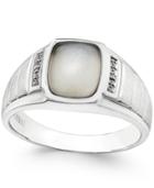 Men's Moonstone (10 X 8mm) And Diamond Accent Ring In Sterling Silver