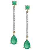 14k Gold Emerald (1-9/10 Ct. T.w.) And Diamond Accent Linear Drop Earrings