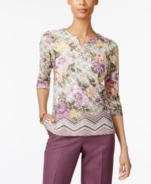 Alfred Dunner Palm Desert Palm Desert Floral-print Top