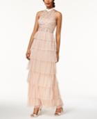 Adrianna Papell Embellished Tiered Halter Gown