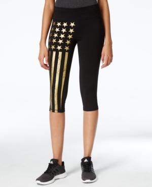 Material Girl Active Juniors' Cropped Foil-graphic Leggings, Only At Macy's