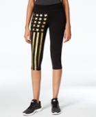 Material Girl Active Juniors' Cropped Foil-graphic Leggings, Only At Macy's
