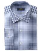 Club Room Estate Men's Classic-fit Wrinkle-resistant Navy Check Dress Shirt, Only At Macy's