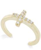 B. Brilliant Cubic Zirconia Cross Toe Ring In 18k Gold Over Sterling Silver