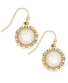 Inc International Concepts Gold-tone White Stone Pave Round Drop Earrings, Only At Macy's