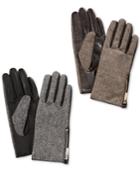 Calvin Klein Zipper Herringbone Leather Gloves