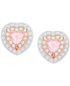 Swarovski Two-tone Crystal Heart Stud Earrings