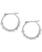 Nine West Silver-tone Square Beaded Hoop Earrings
