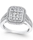 Diamond Square Cluster Engagement Ring (1 Ct. T.w.) In 14k White Gold