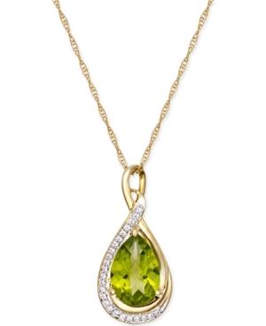 Peridot (2 Ct. T.w.) And Diamond Accent Pendant Necklace In 14k Gold