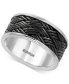 Effy Men's Woven-style Band In Sterling Silver And Black Rhodium Plated