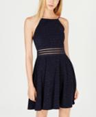 Juniors' Metallic Lace Illusion Fit & Flare Dress, Created For Macy's