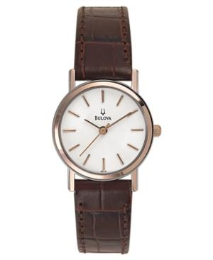 Bulova Watch, Women's Brown Leather Strap 25mm 98v31