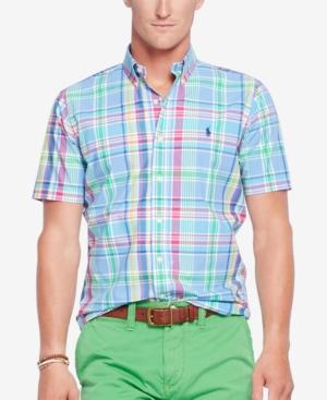 Polo Ralph Lauren Men's Short Sleeve Tattersall Poplin Sport Plaid Shirt