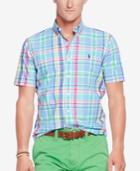 Polo Ralph Lauren Men's Short Sleeve Tattersall Poplin Sport Plaid Shirt