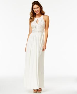 Morgan & Company Juniors' Sequined Lace Halter Gown