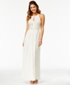Morgan & Company Juniors' Sequined Lace Halter Gown