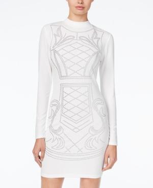 Say What? Juniors' Long-sleeve Mock-neck Beaded Dress