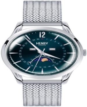 Henry London Knightsbridge Unisex 39mm Silver Stainless Steel Mesh Bracelet Watch With Silver Stainless Steel Casing