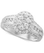 Oval Cluster Diamond Engagement Ring (1 Ct. T.w.) In 14k White Gold