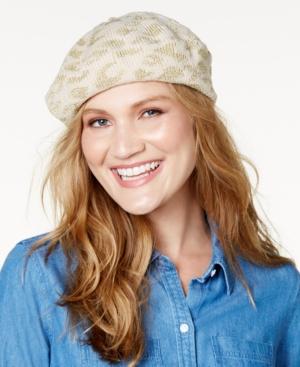 Inc International Concepts Metallic Animal Print Knit Beret, Created For Macy's