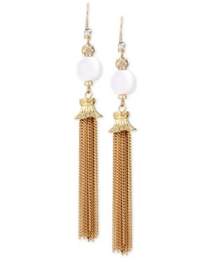 M. Haskell For Inc Gold-tone White Beaded Tassel Drop Earrings, Only At Macy's