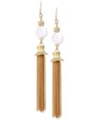 M. Haskell For Inc Gold-tone White Beaded Tassel Drop Earrings, Only At Macy's