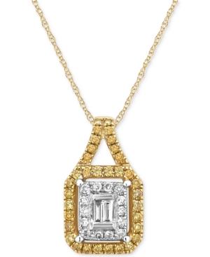 Diamond Two-tone Pendant Necklace (3/8 Ct. T.w.) In 14k Gold