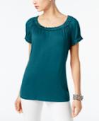 Inc International Concepts Scoop-neck Satin-trim Top, Only At Macy's