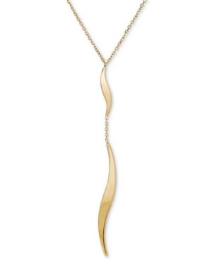 Italian Gold Wavy Pendant Necklace In 14k Gold