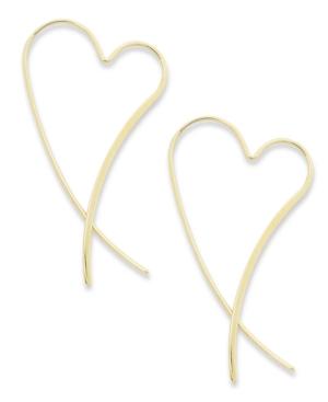 14k Gold Earrings, Heart Crossover Earrings