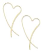 14k Gold Earrings, Heart Crossover Earrings