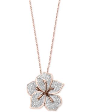 Pave Rose By Effy Diamond Flower Pendant Necklace (7/8 Ct. T.w.) In 14k Rose Gold