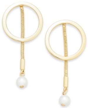 Alfani Gold-tone Hoop & Imitation Pearl Linear Drop Earrings, Created For Macy's
