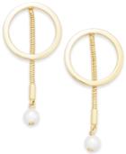 Alfani Gold-tone Hoop & Imitation Pearl Linear Drop Earrings, Created For Macy's