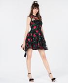 City Studios Juniors' Floral-embroidered Illusion Dress, Created For Macy's